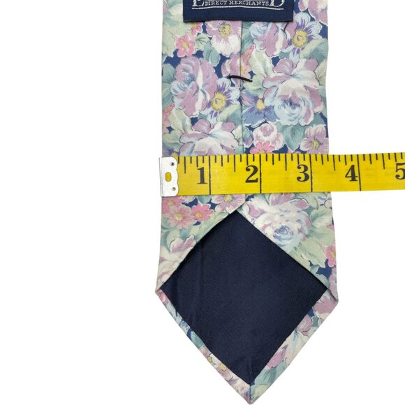 Lands' End Cotton Tie Flowers Floral Bright Pastel Colorful - Picture 7 of 8